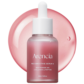Arencia Red Collagen + Peptide Smoothie Serum, 8% Niacinamide, Vitamin C, Vitamin E, lifting anti-aging serum for skin texture for glass skin